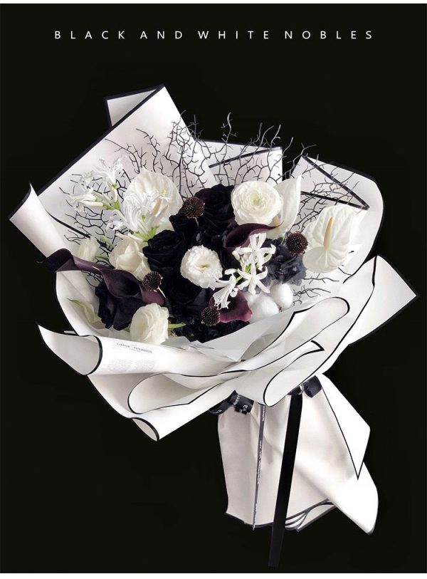 Plastic Black And White Flower Wraps 20 pcs Per Bag